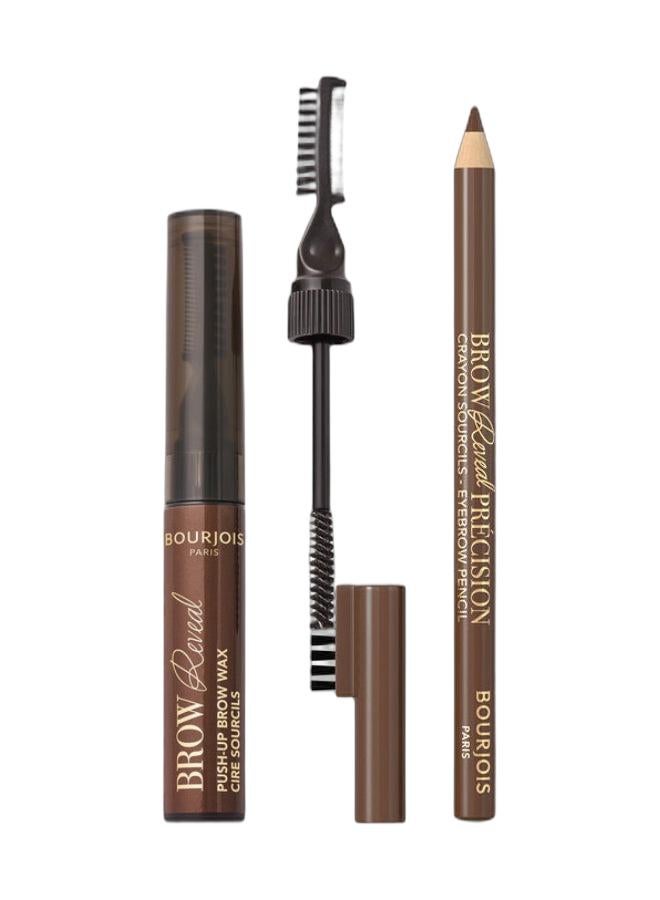 BOURJOIS PARIS Brow Reveal Push-up Styling Wax - 03 - Medium Brown, 6ml & Brow Reveal Précision Eyebrow Pencil 003 Medium Brown Bundle - Image 1